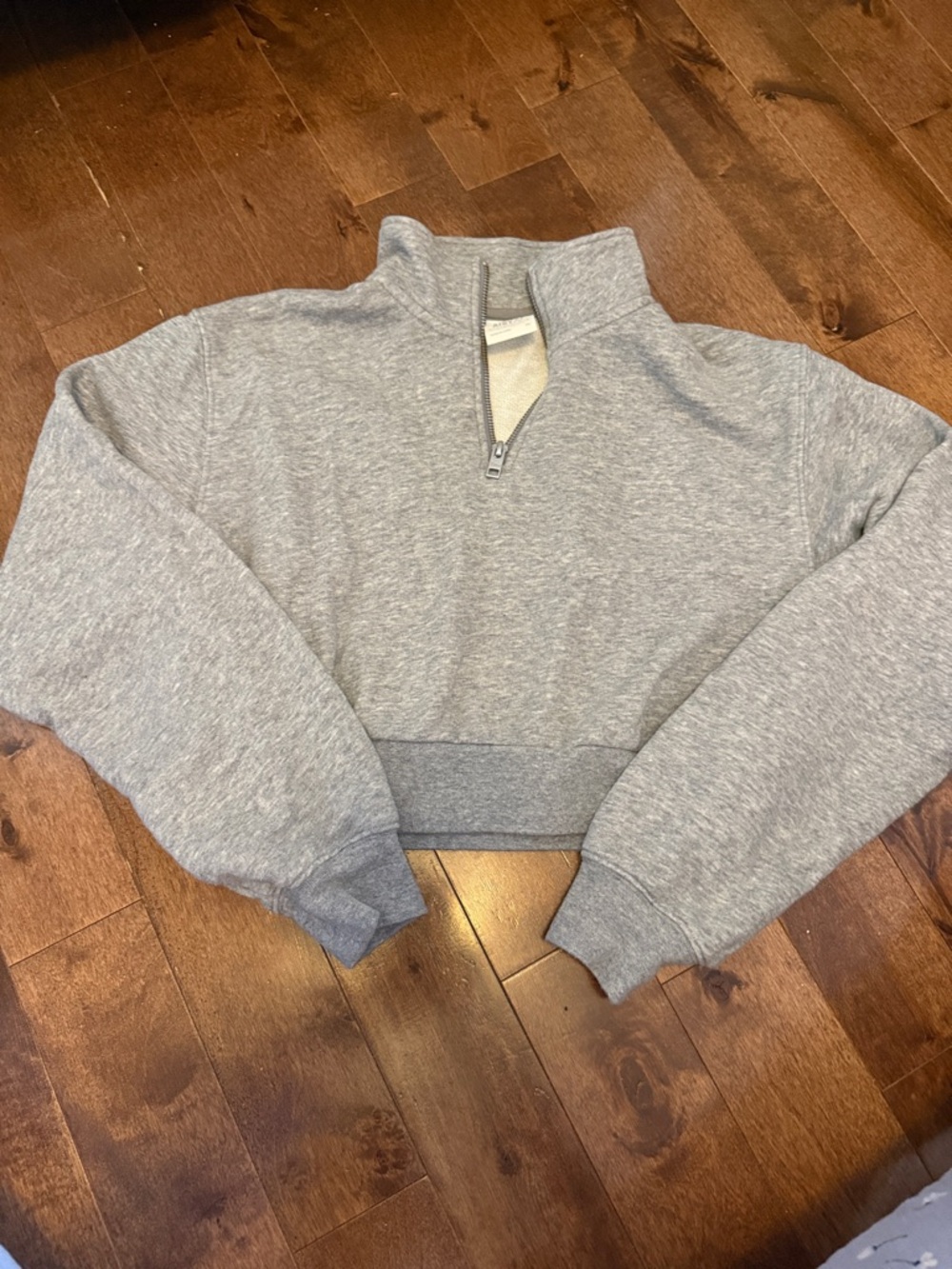 TNA Light Heather Gray Zip-Front Fleece Pullover